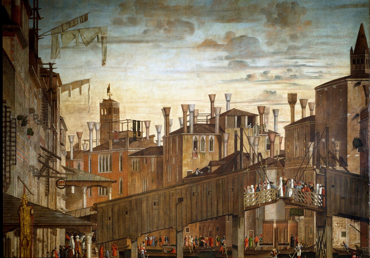Cud Relikwii Krzyża Świętego na moście Rialto w Wenecji, detal. Obraz Vittore Scarpazza dit Vittore Carpaccio (1460-1525) autorstwa Vittore Carpaccio