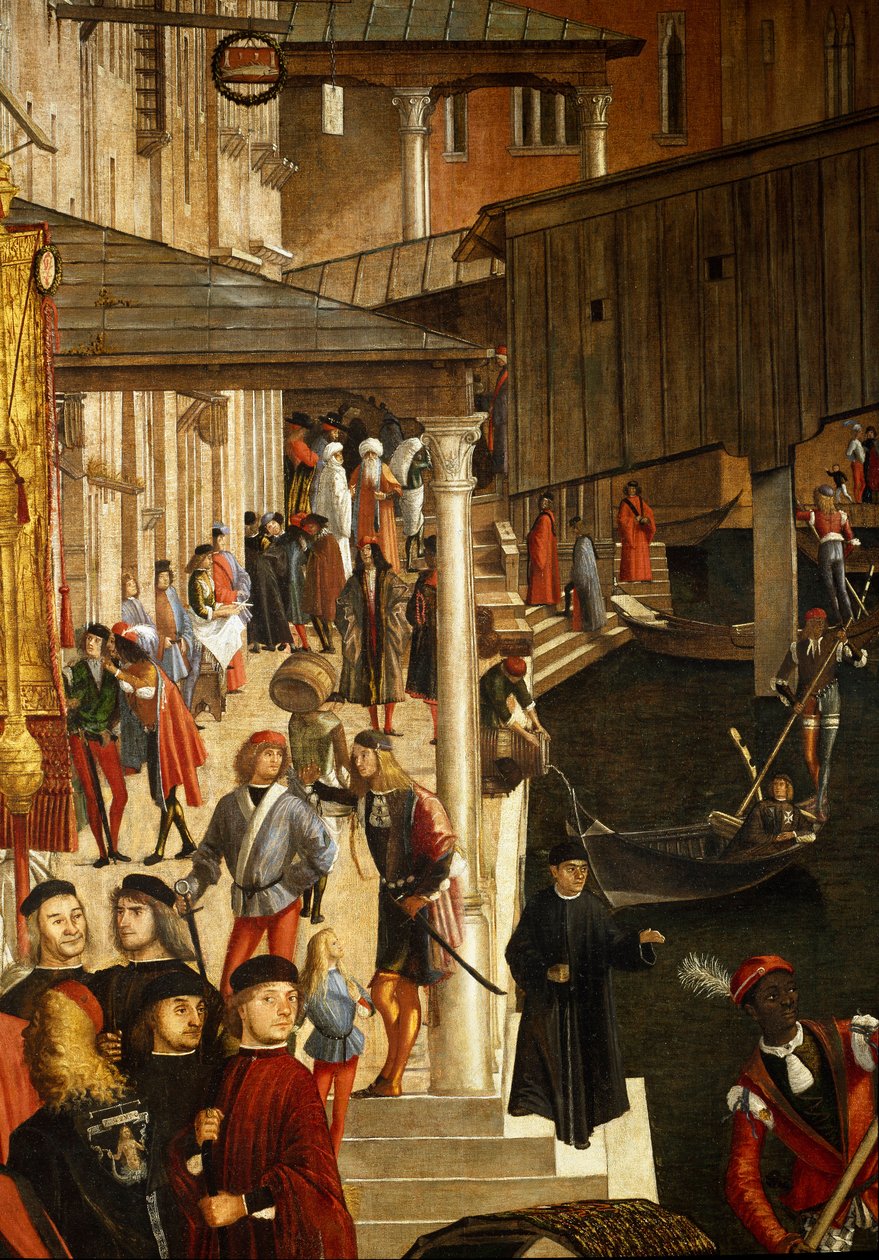 Cud Relikwii Krzyża Świętego na moście Rialto w Wenecji, detal. Obraz Vittore Scarpazza dit Vittore Carpaccio (1460-1525) autorstwa Vittore Carpaccio