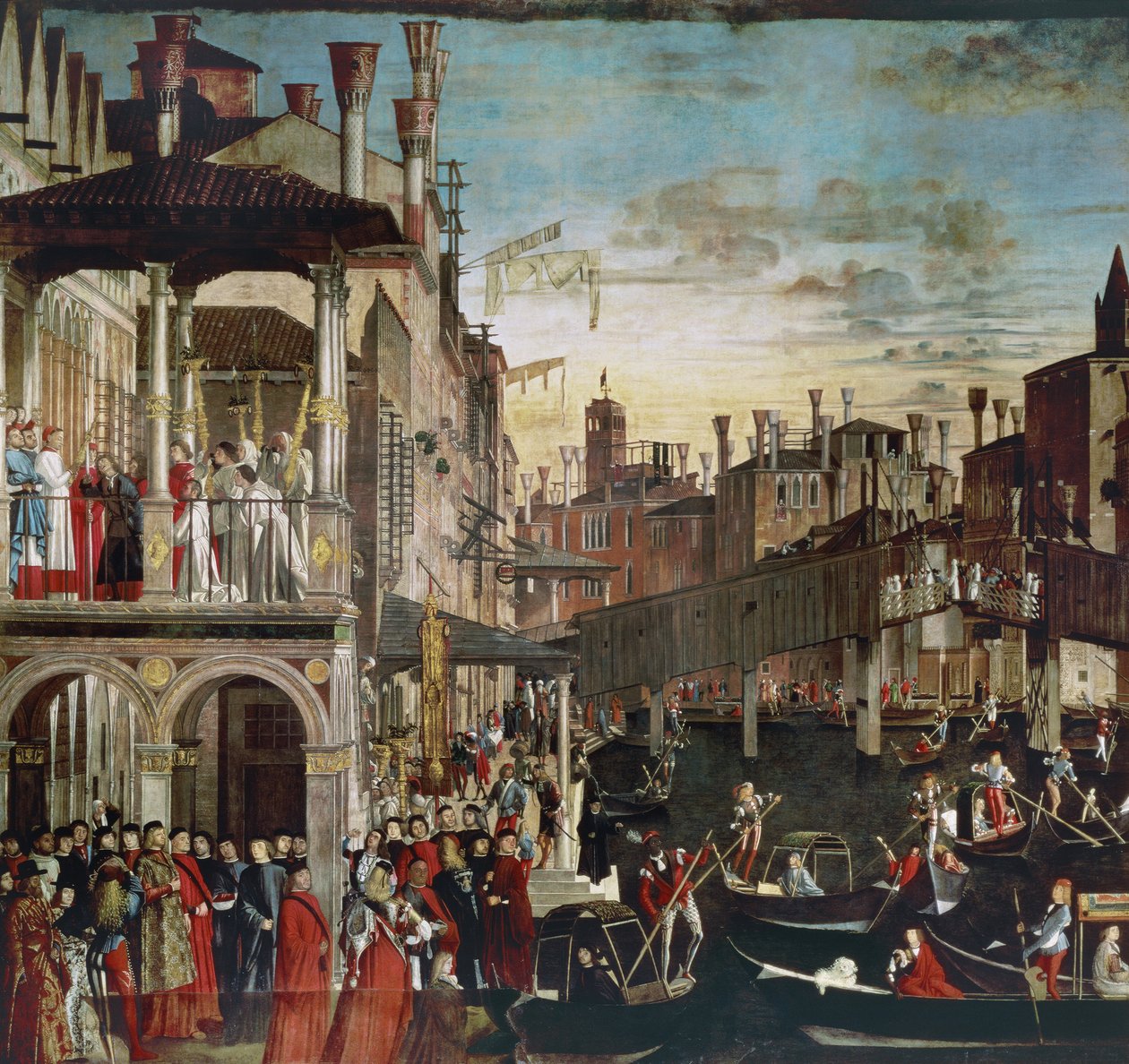 Cud Relikwii Krzyża Świętego na moście Rialto, 1496 autorstwa Vittore Carpaccio