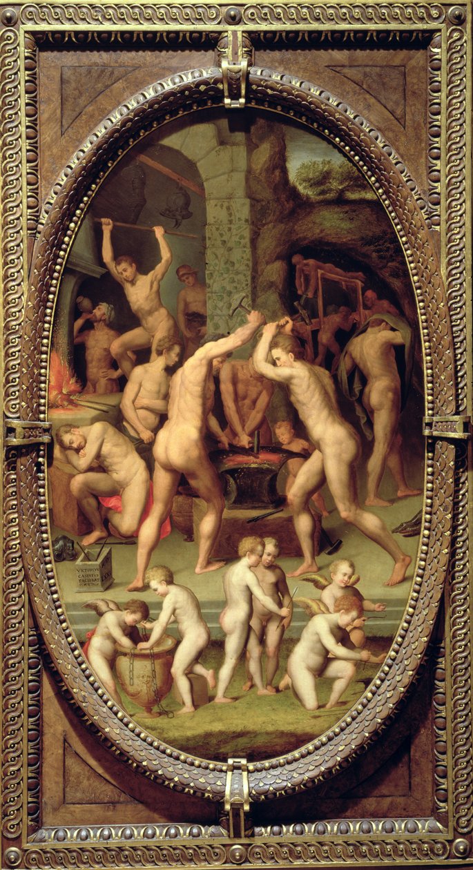 Kuźnia Wulkana, 1572 (łupek) autorstwa Vittorio Casini