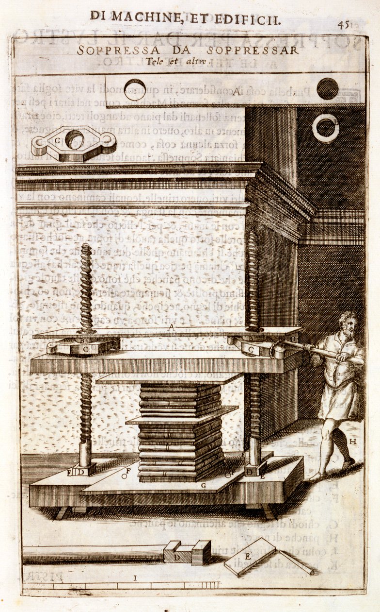 Prasa do książek folio, 1607 autorstwa Vittorio Zonca
