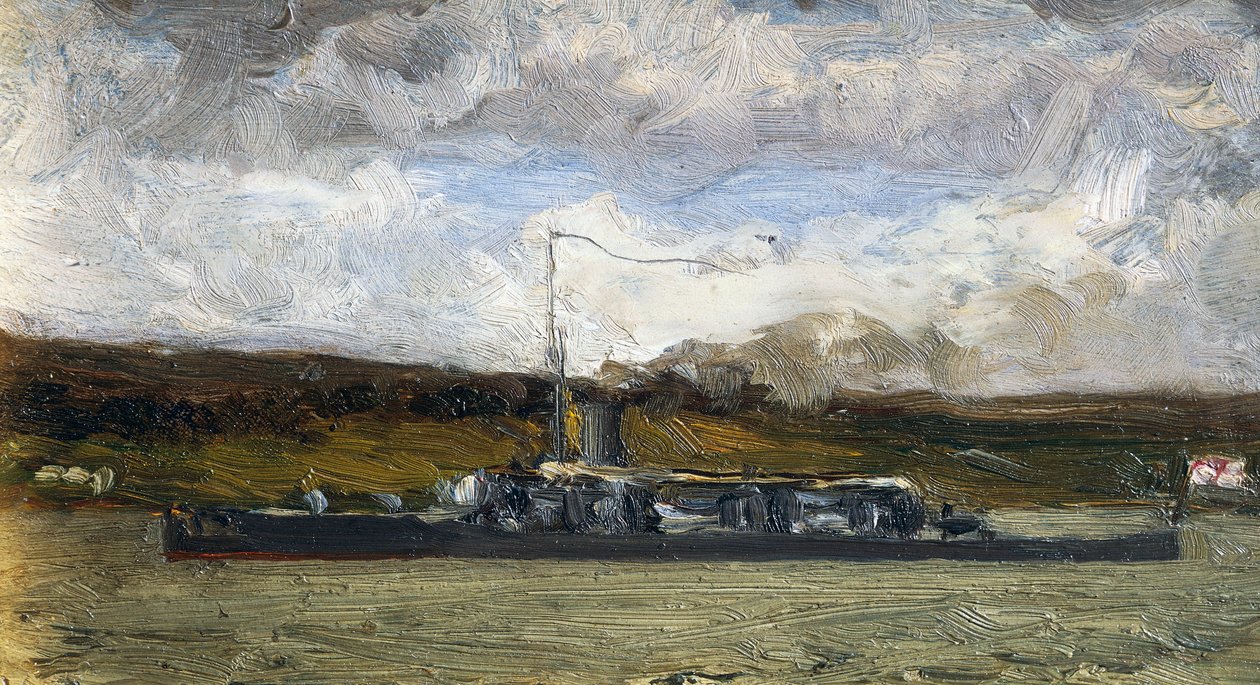 Parowiec na brzegu morza, Vittorio Avondo (1836-1910) autorstwa Vittorio Avondo