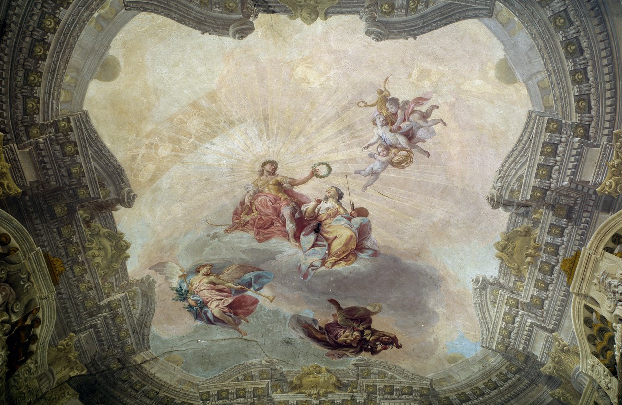 Obraz koronujący Apollo autorstwa Vittorio Maria Bigari