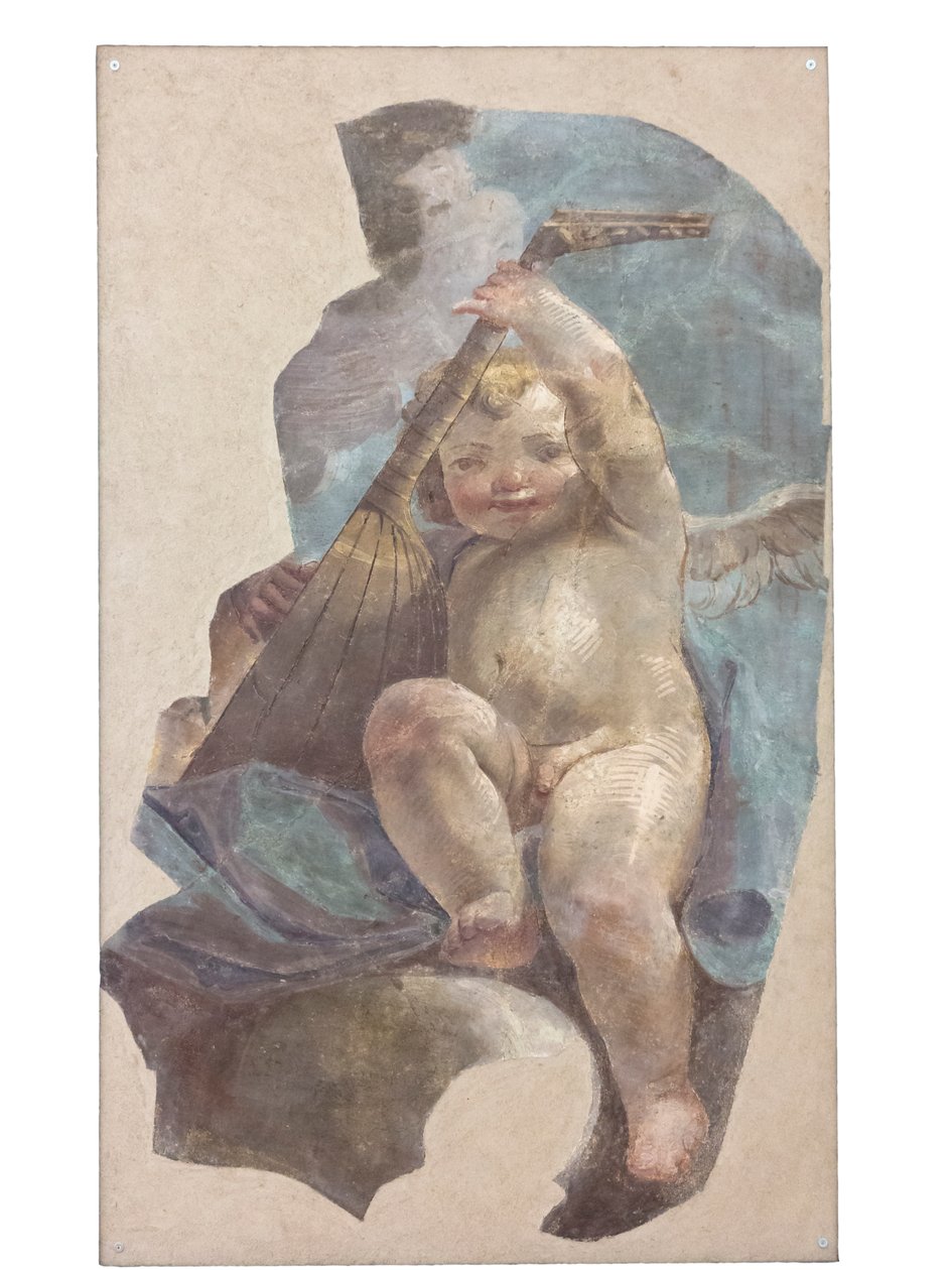 Freski przedstawiające anioły, pochodzące z kościoła św. Augustyna autorstwa Vittorio Maria Bigari