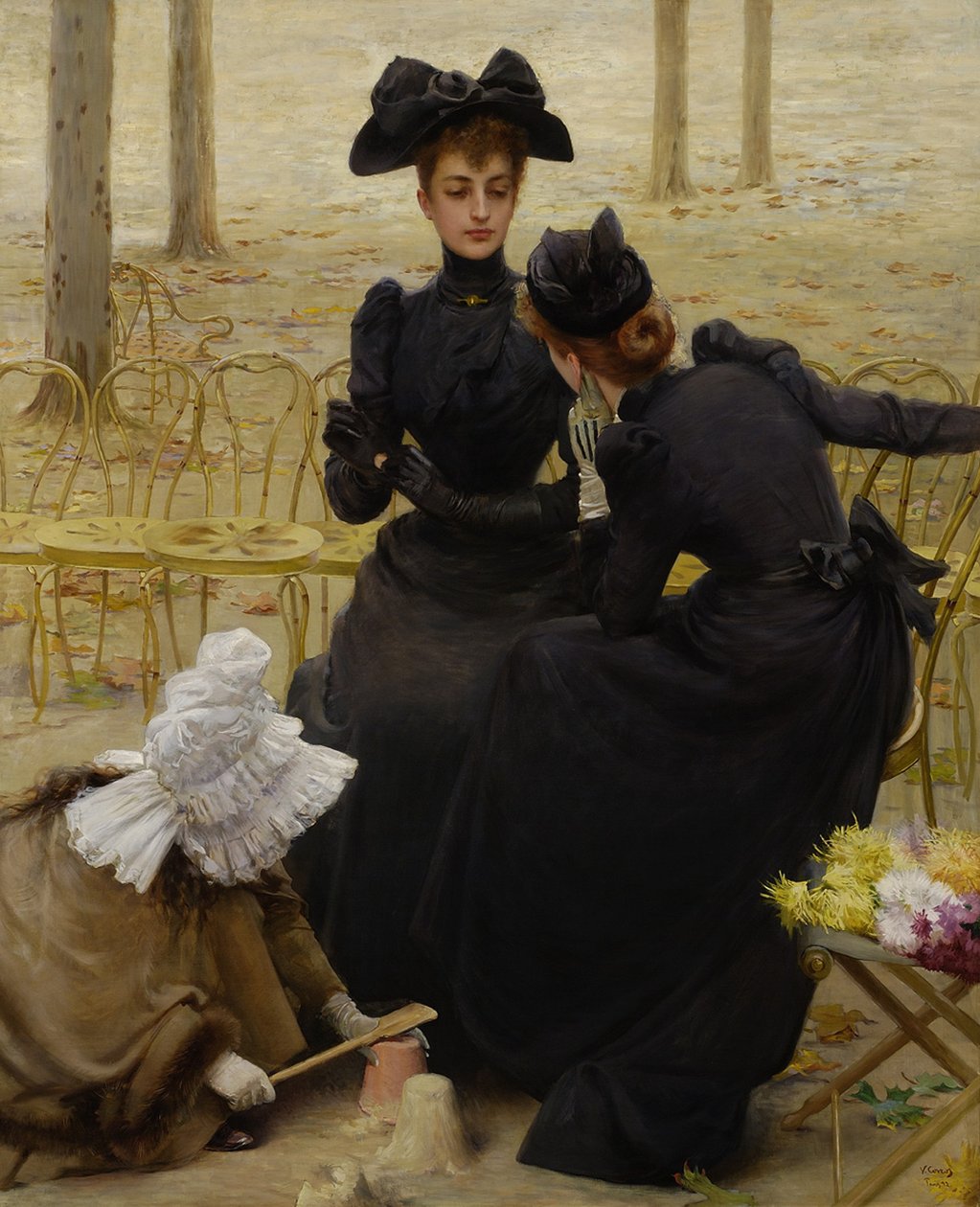 Rozmowa w Jardin du Luxembourg, 1892 autorstwa Vittorio Matteo Corcos