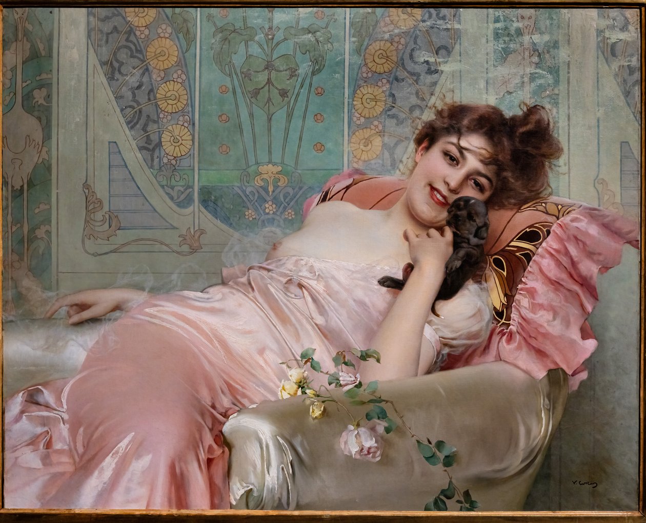 Dama z małym psem autorstwa Vittorio Matteo Corcos