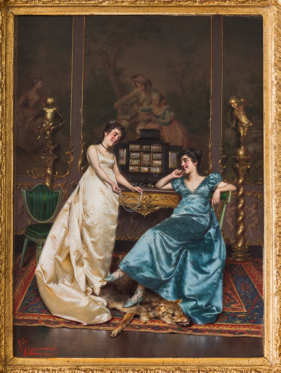 Naszyjnik z pereł (olej na płótnie) autorstwa Vittorio Reggianini