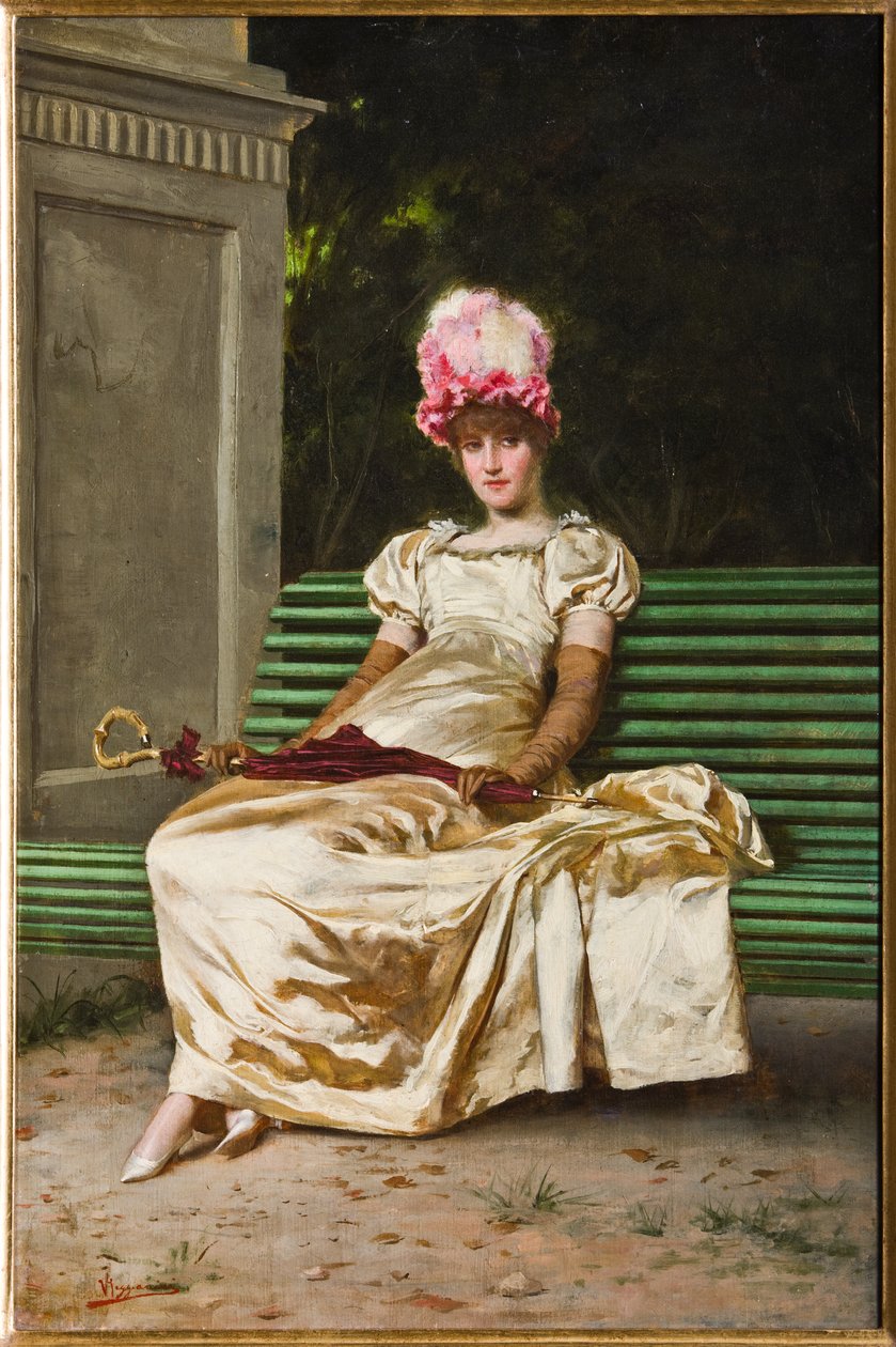Czekanie (olej na płótnie) autorstwa Vittorio Reggianini