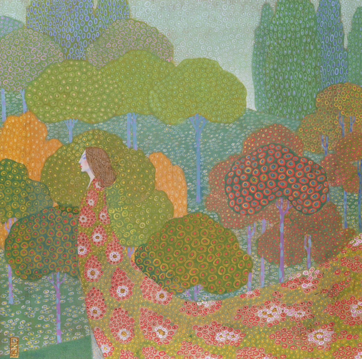 Wiosna, ok. 1911 (tempera i złoto na płótnie) autorstwa Vittorio Zecchin