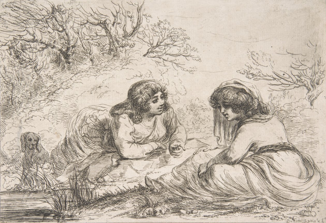 Dwie kobiety w krajobrazie, XVIII-pocz. XIX w., XVIII-pocz. XIX w. autorstwa Vivant Denon