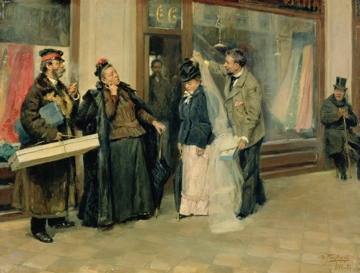 Wybór prezentów ślubnych, 1897-98 autorstwa Vladimir Egorovic Makovsky
