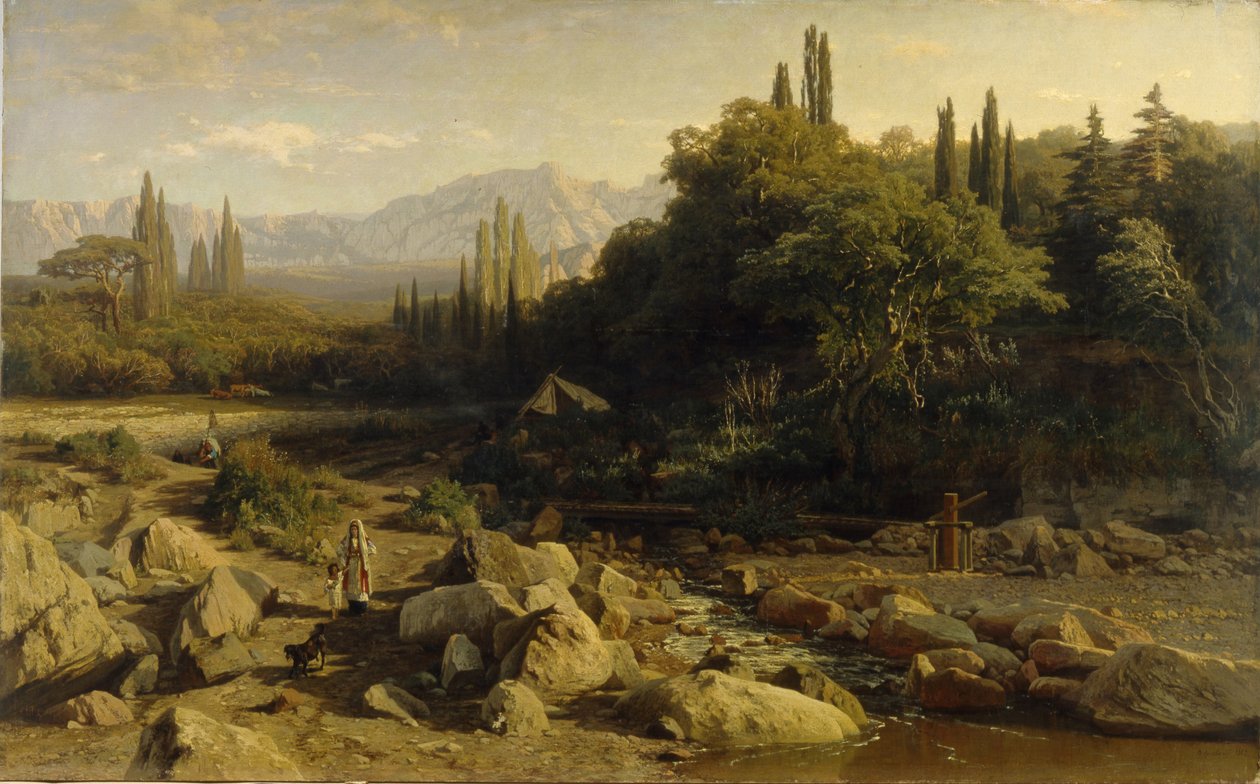 Krym. Górski krajobraz z rzeką, 1868 autorstwa Vladimir Donatovich Orlovsky