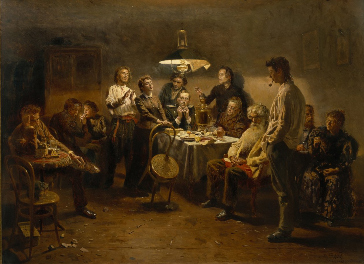Wieczór biesiadny, 1875-1897 autorstwa Vladimir Egorovic Makovsky