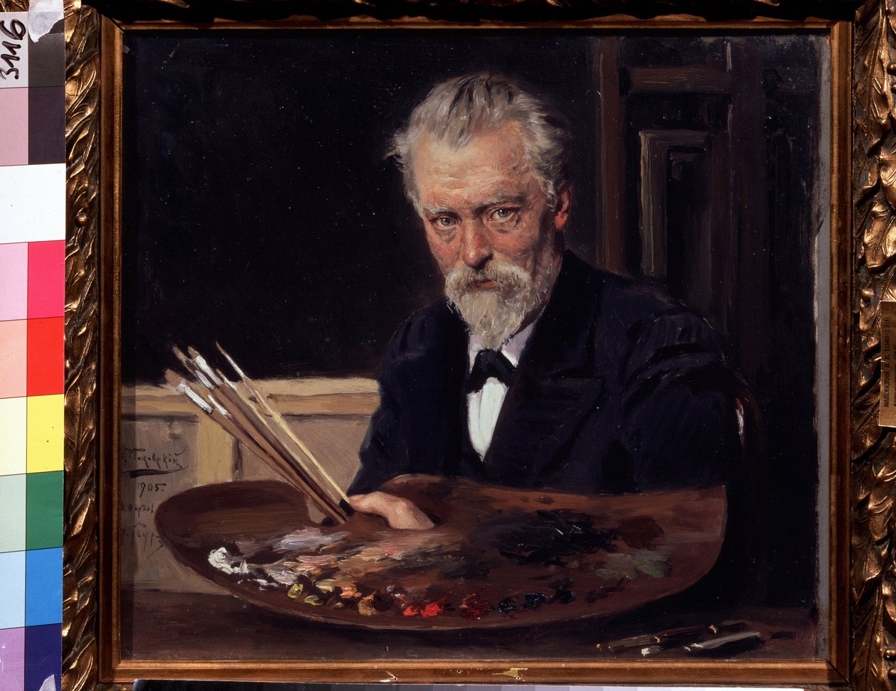 Autoportret (Autoportret). Obraz Władimira Jegorowicza Makovskiego (Makovsky, Makovskij) (1846-1920), huile sur toile autorstwa Vladimir Egorovic Makovsky