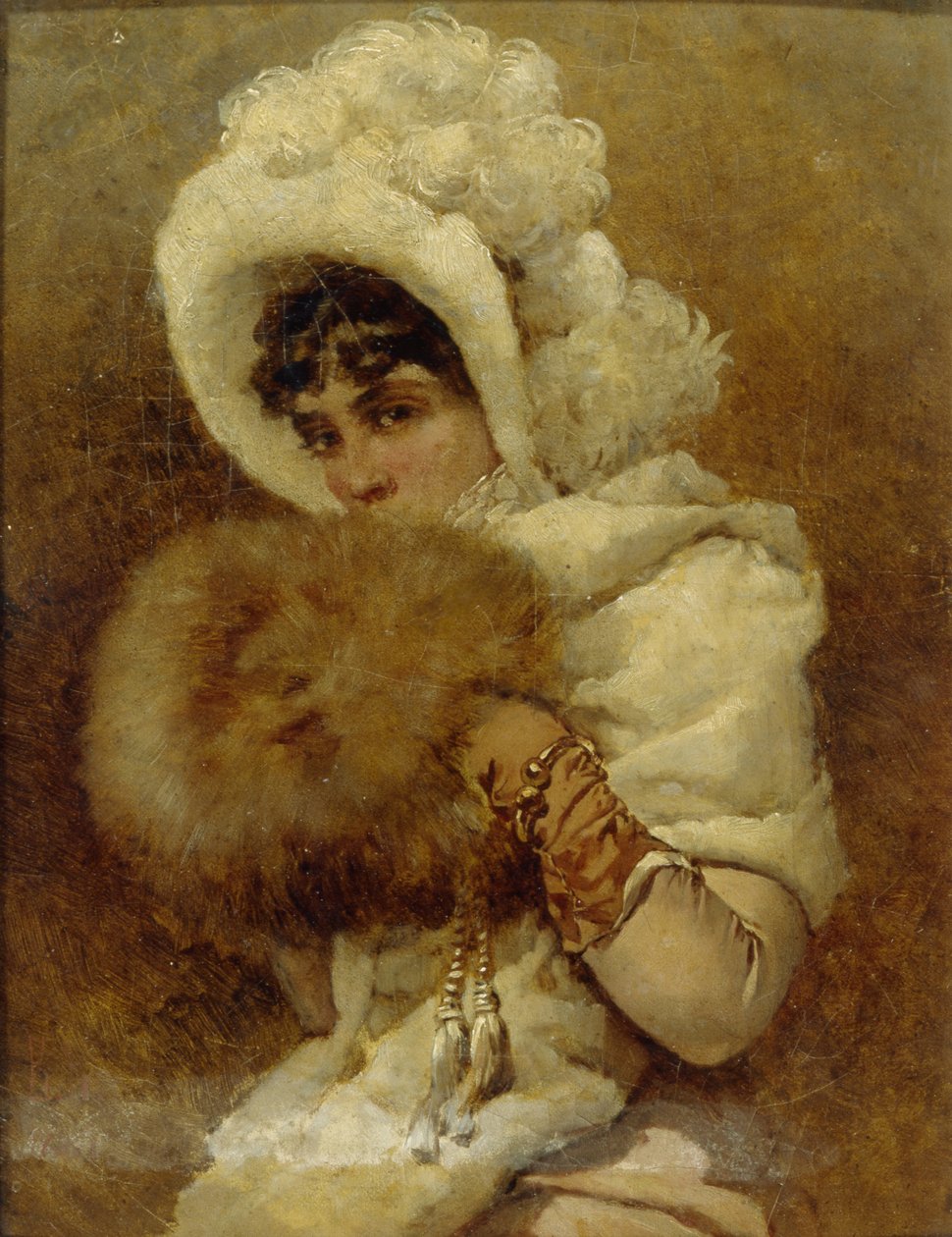 Dziewczyna z mufką, 1884 autorstwa Vladimir Egorovic Makovsky