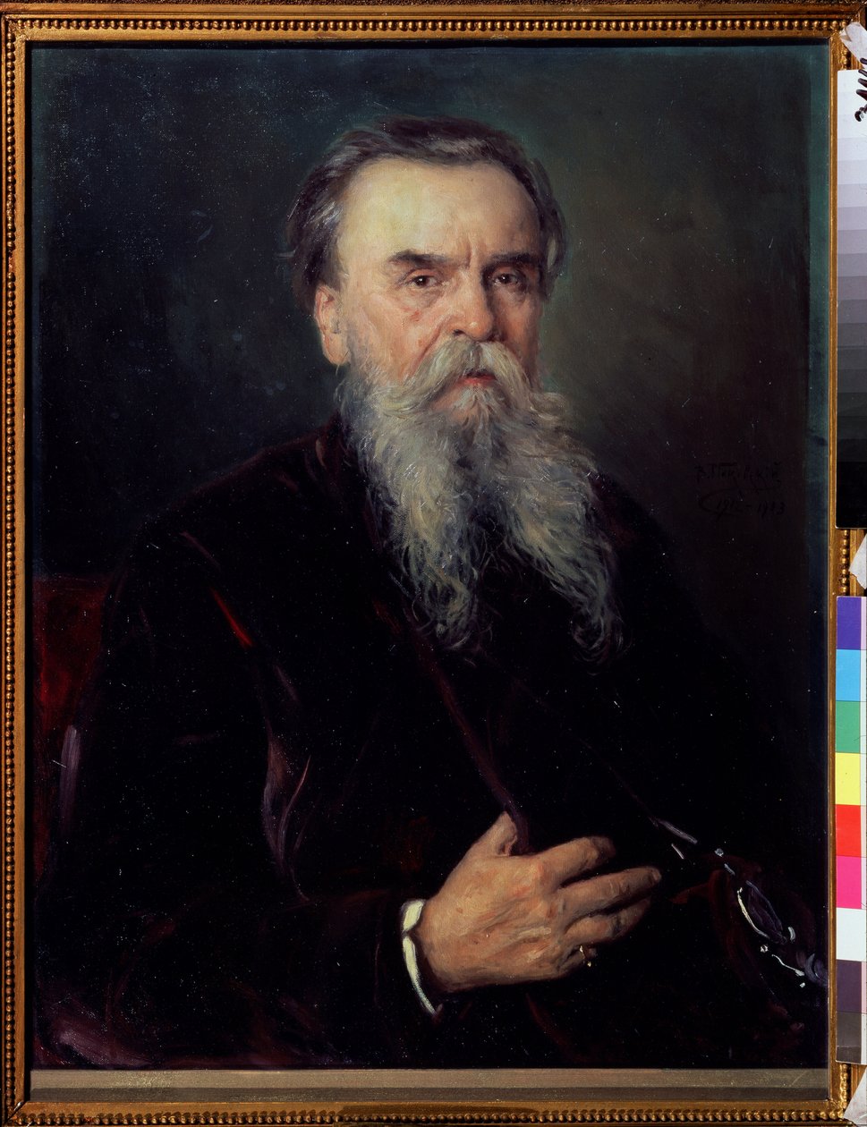 Portrait du collectionneur Ivan Cvetkov (1845-1917) (Portret kolekcjonera I. Cvetkova). Peinture de Vladimir Yegorovich Makovski (Makovsky, Makovskij) (1846-1920), huile sur toile autorstwa Vladimir Egorovic Makovsky