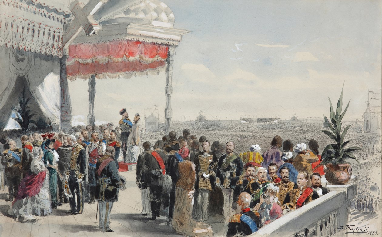 Uroczystości publiczne po koronacji cesarza Aleksandra III na Polu Chodynki, 1883 autorstwa Vladimir Egorovic Makovsky