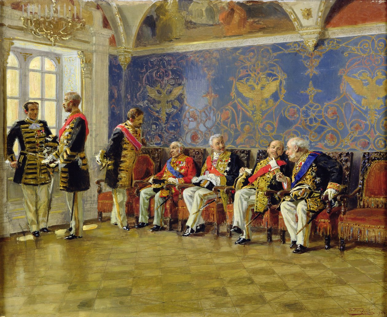 Czekając na audiencję, 1904 (olej na drewnie) autorstwa Vladimir Egorovic Makovsky
