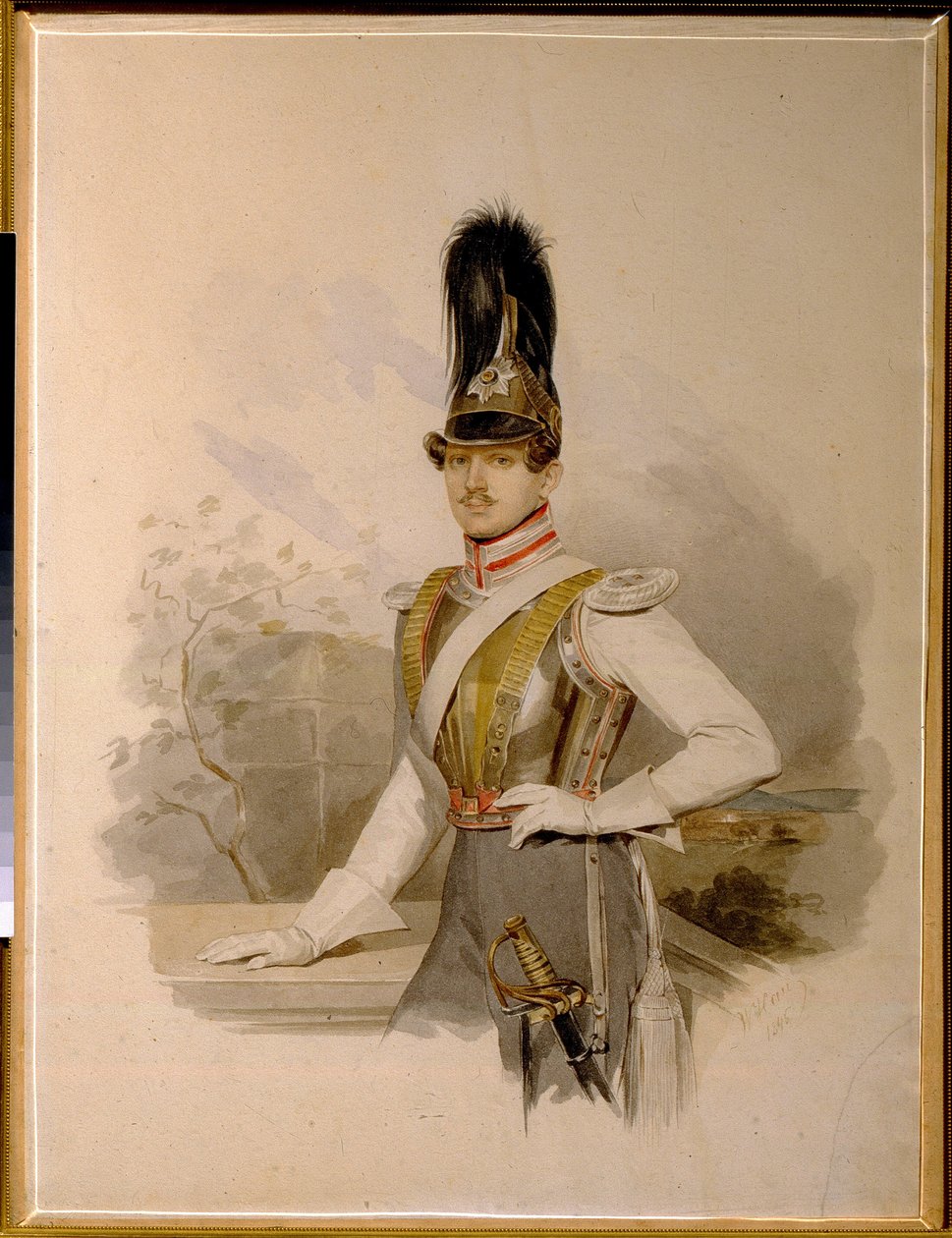 Portret hrabiego Valentina Grigoryevicha Stroganowa (1801-1833) (portret hrabiego V.G. Stroganowa). dzieło Władimira Iwanowicza Hau (Gau) (1816-1895), akwarela na papierze, przed 1832 r. Sztuka rosyjska autorstwa Vladimir Ivanovich Hau