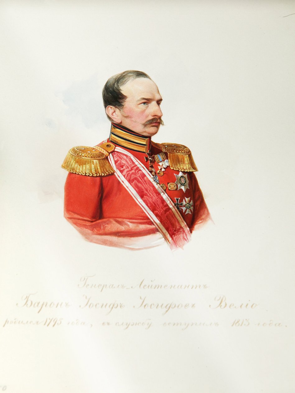 Portret barona Iosif Iosifovich von Velio (1795-1867) (z albumu cesarskiej gwardii konnej) - Hau (Gau), Władimir Iwanowicz (1816-1895) - 1846-1849 - Akwarela na papierze - Instytut Literatury Rosyjskiej IRLI ( Dom Puszkina), Sankt Petersburg autorstwa Vladimir Ivanovich Hau