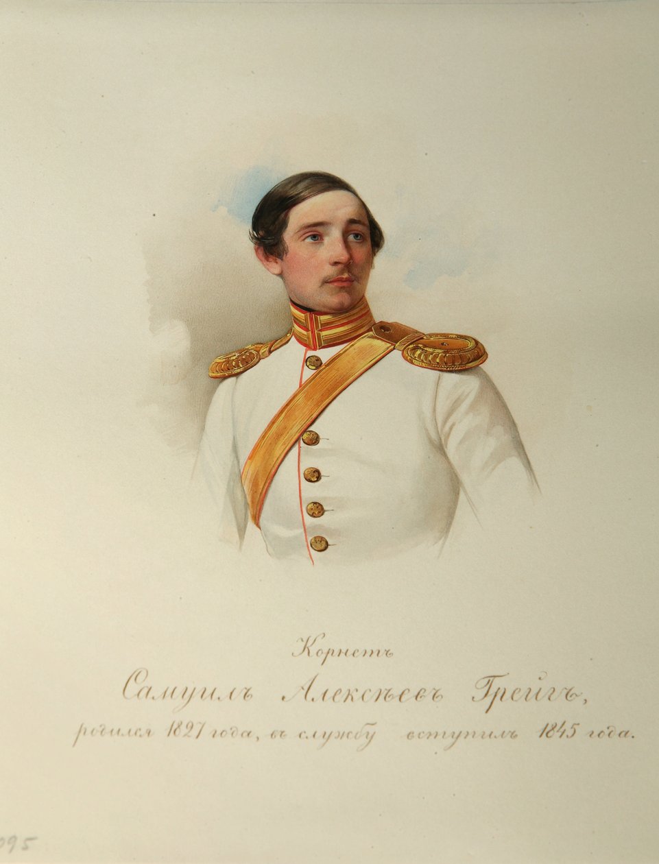 Portret Samuila Aleksiejewicza Greiga (1827-1887) (Z albumu Cesarskiej Gwardii Konnej) - Hau (Gau), Władimir Iwanowicz (1816-1895) - 1846-1849 - Akwarela na papierze - Instytut Literatury Rosyjskiej IRLI (Puszkin- Dom), Sankt Petersburg autorstwa Vladimir Ivanovich Hau