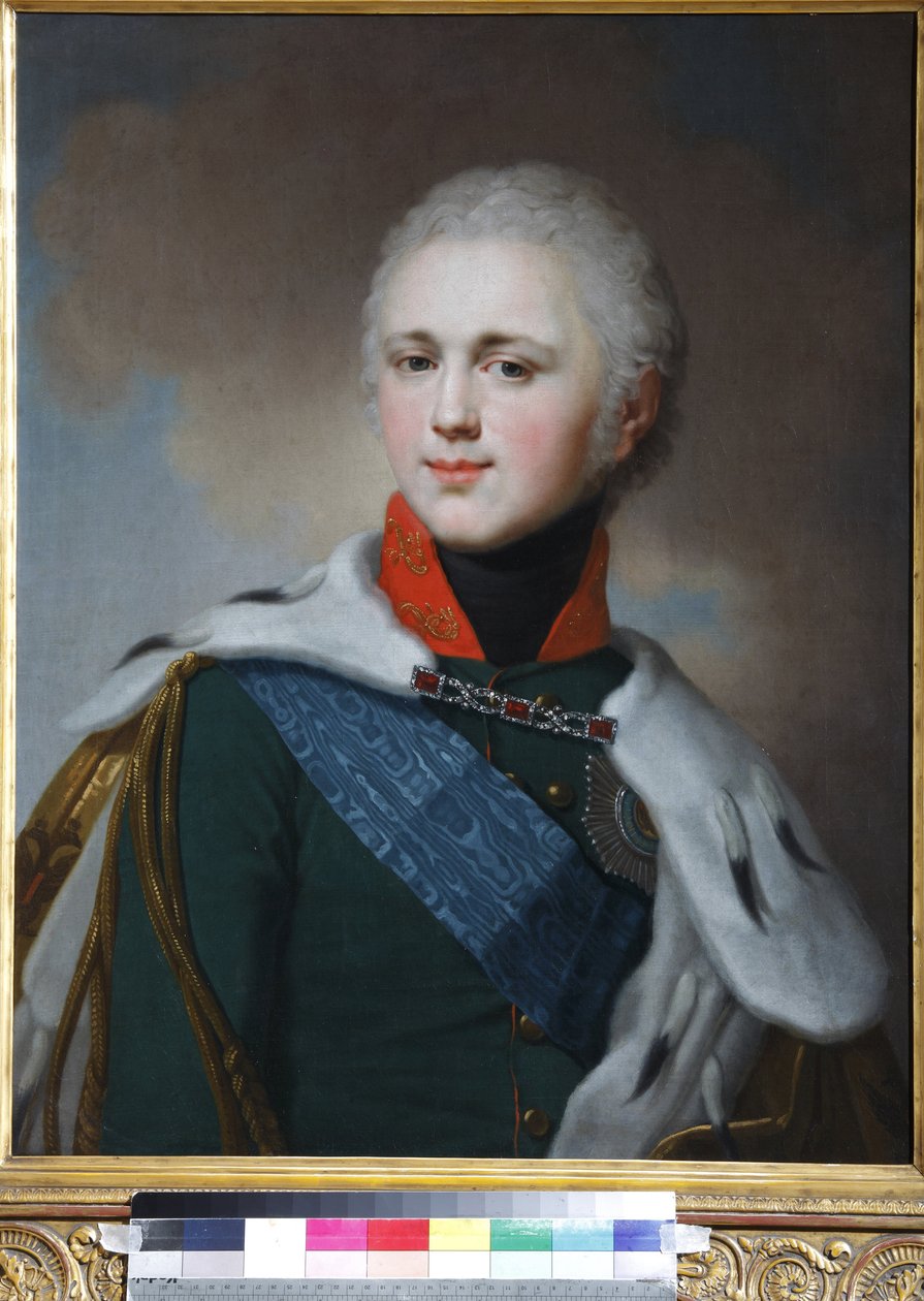 Alexandre Ier de Russie (Alexandre Pavlovitch Romanov) - Portret cesarza Aleksandra I (1777-1825) - Vladimir Lukich Borovikovsky (1757-1825). olej na płótnie autorstwa Vladimir Lukich Borovikovsky