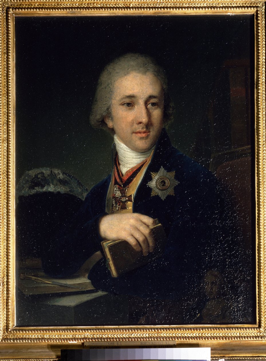 „Portret Aleksandra Labzina (Labzin Or Labsin) (1766-1825) Rosyjski pisarz mason (mason)” Obraz Władimira Borowikowskiego (lub Borowikowskiego) (1757-1825) Po 1816 Państwowa Galeria Trietiakowska, Moskwa autorstwa Vladimir Lukich Borovikovsky