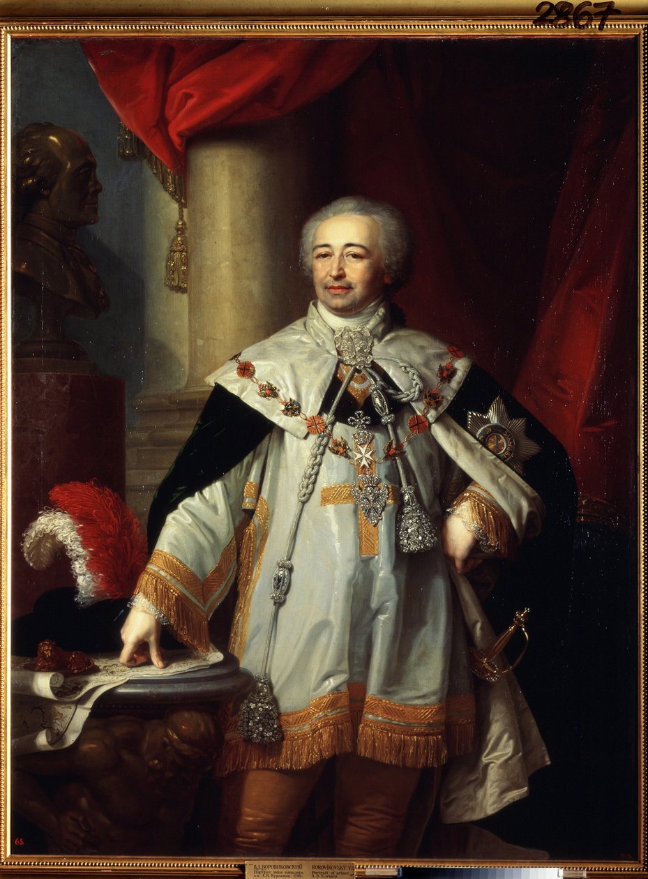 „Portret rosyjskiego polityka i wicekanclerza Aleksandra Kurakina (Kurakina) (1752-1818)” Obraz Władimira Borowikowskiego (Borowikowskiego) (1757-1825) 1799 Państwowe Muzeum Rosyjskie, Sankt Petersburg autorstwa Vladimir Lukich Borovikovsky