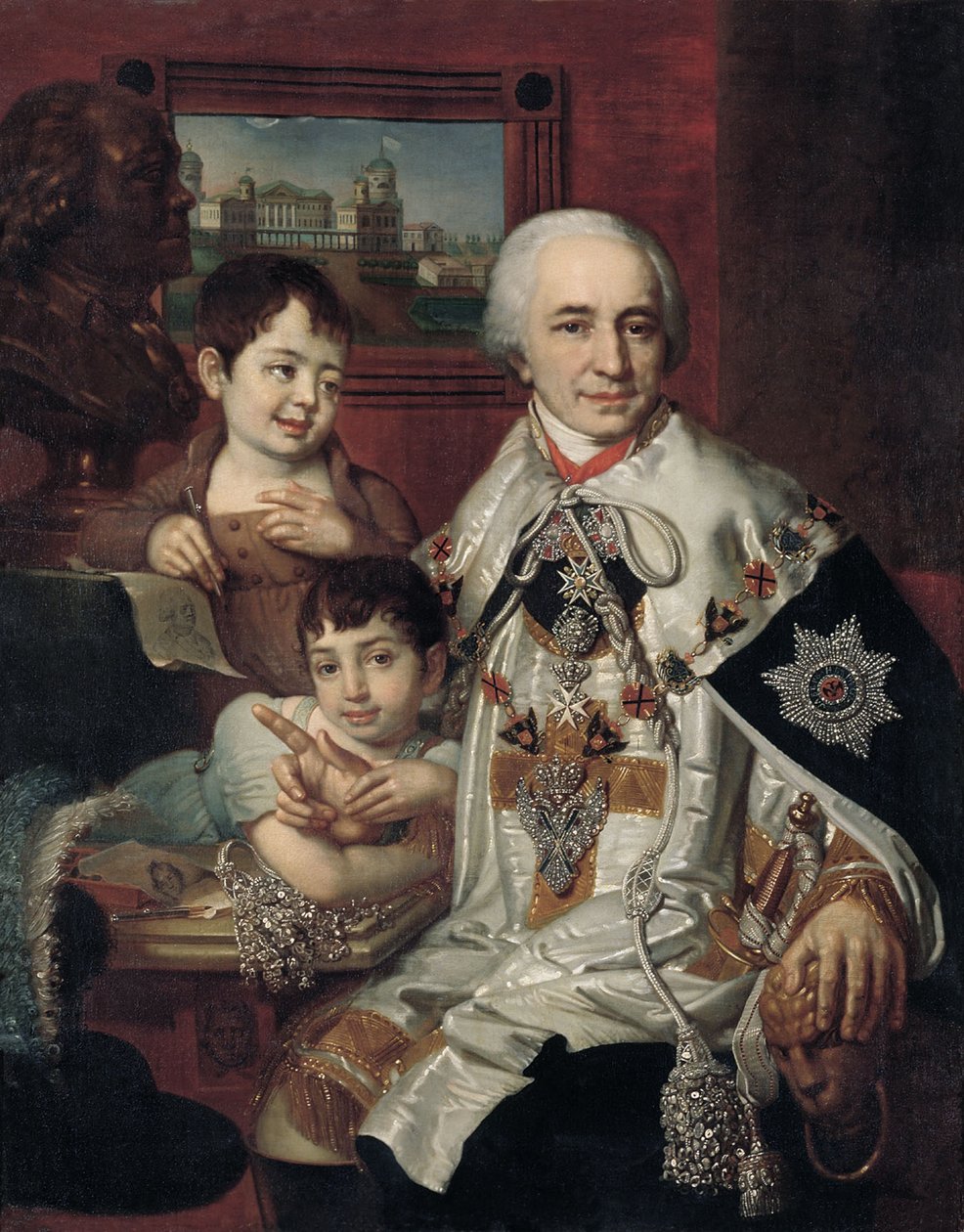 Portret admirała hrabiego Grigorijewicza Kuszelewa 1754-1833 z dziećmi, 1801 autorstwa Vladimir Lukich Borovikovsky