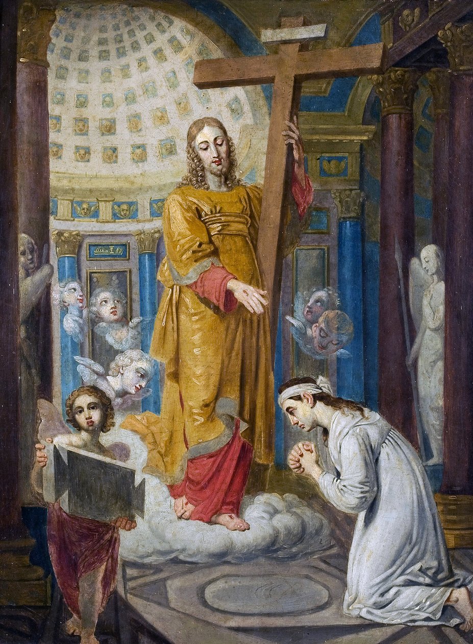 Pojawienie się Chrystusa z krzyżem Ekaterina Filippovna Tatarinova (1783-1856) - par Borovikovsky, Vladimir Lukich (1757-1825). Olej na drewnie, format : 44x34, początek lat 20. XIX wieku, Państwowe Muzeum Rosyjskie w Petersburgu autorstwa Vladimir Lukich Borovikovsky