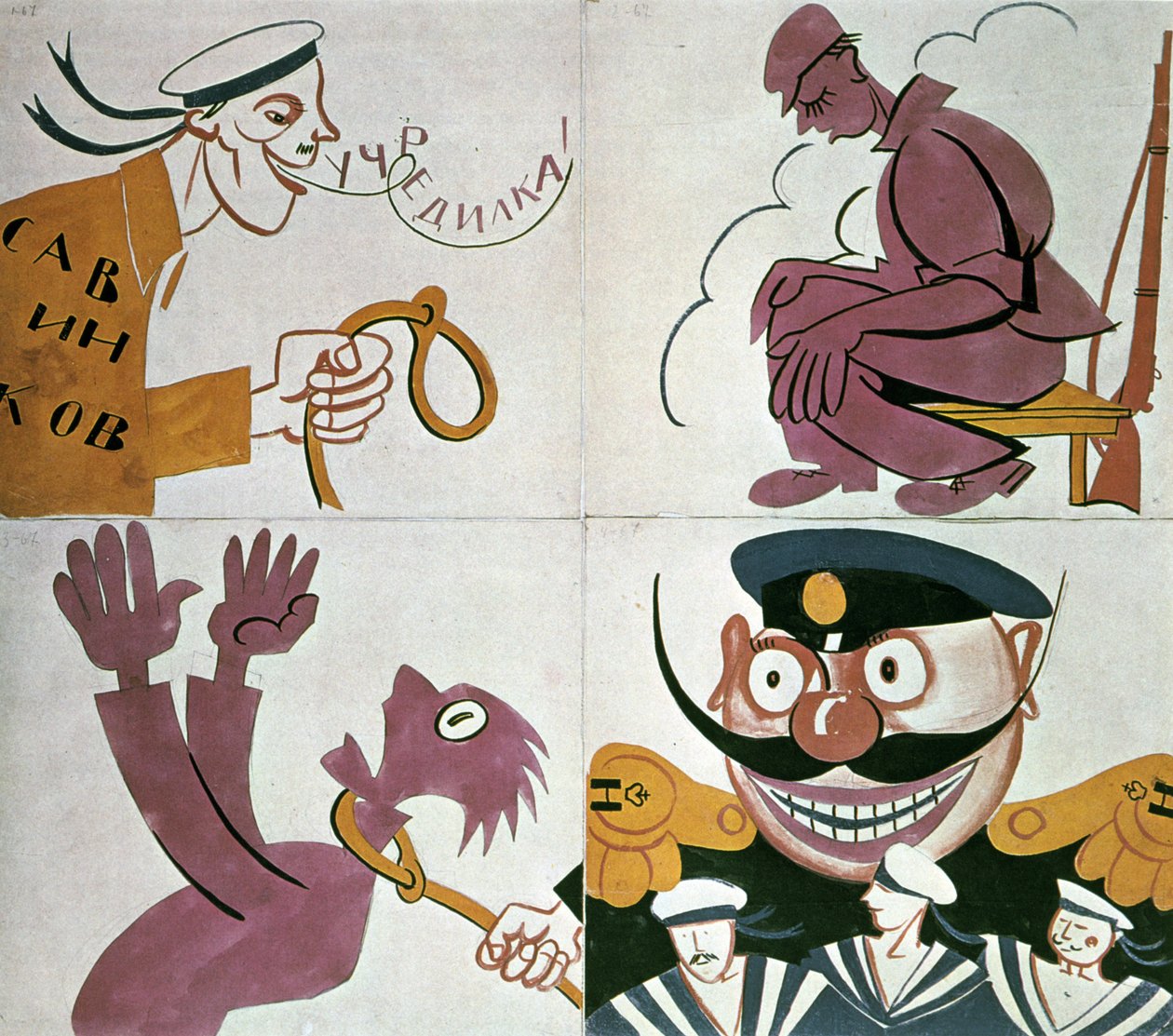 Karykatura przeciwko Zgromadzeniu Konstytucyjnemu autorstwa Vladimir Mayakovsky