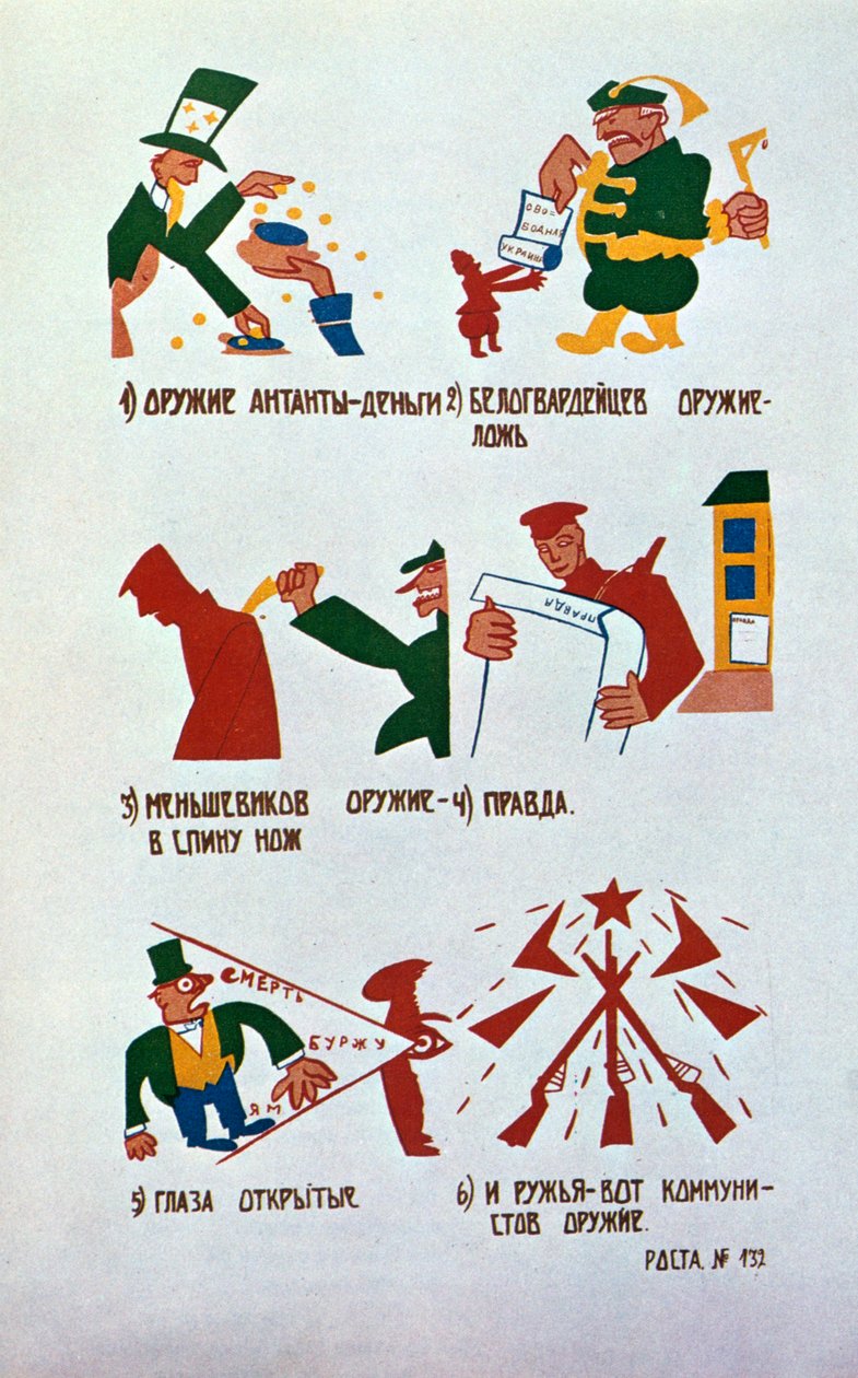 Karykatura przeciwko monarchistom, Okna Rosta, 1920. autorstwa Vladimir Mayakovsky