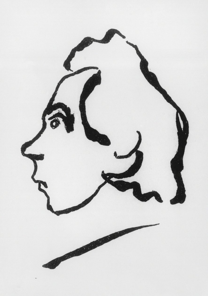 Portret Wiktora Władimirowicza Chlebnikowa, lepiej znanego pod pseudonimem Velimir Khlebnikov (1885-1922) (rysunek) autorstwa Vladimir Vladimirovic Majakovskij