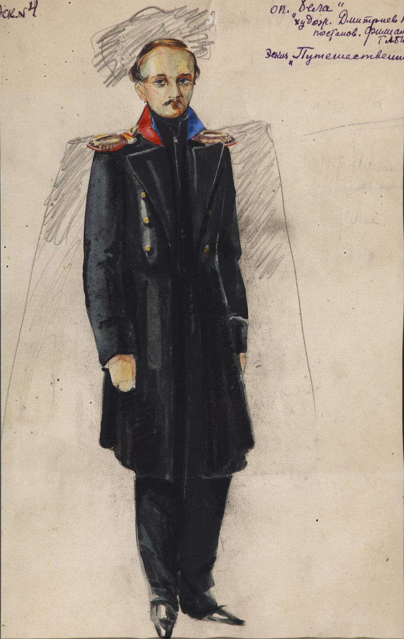 Lermontow. Projekt kostiumu do opery Béla A. Aleksandrowa, 1946 autorstwa Vladimir Vladimirovich Dmitriyev
