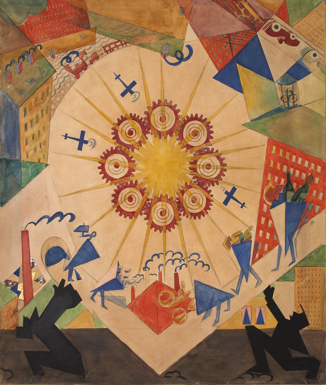 Ziemia obiecana. Scenografia do sztuki teatralnej Mystery-Bouffe Władimira Majakowskiego, 1919. autorstwa Vladimir Vladimirovich Mayakovsky