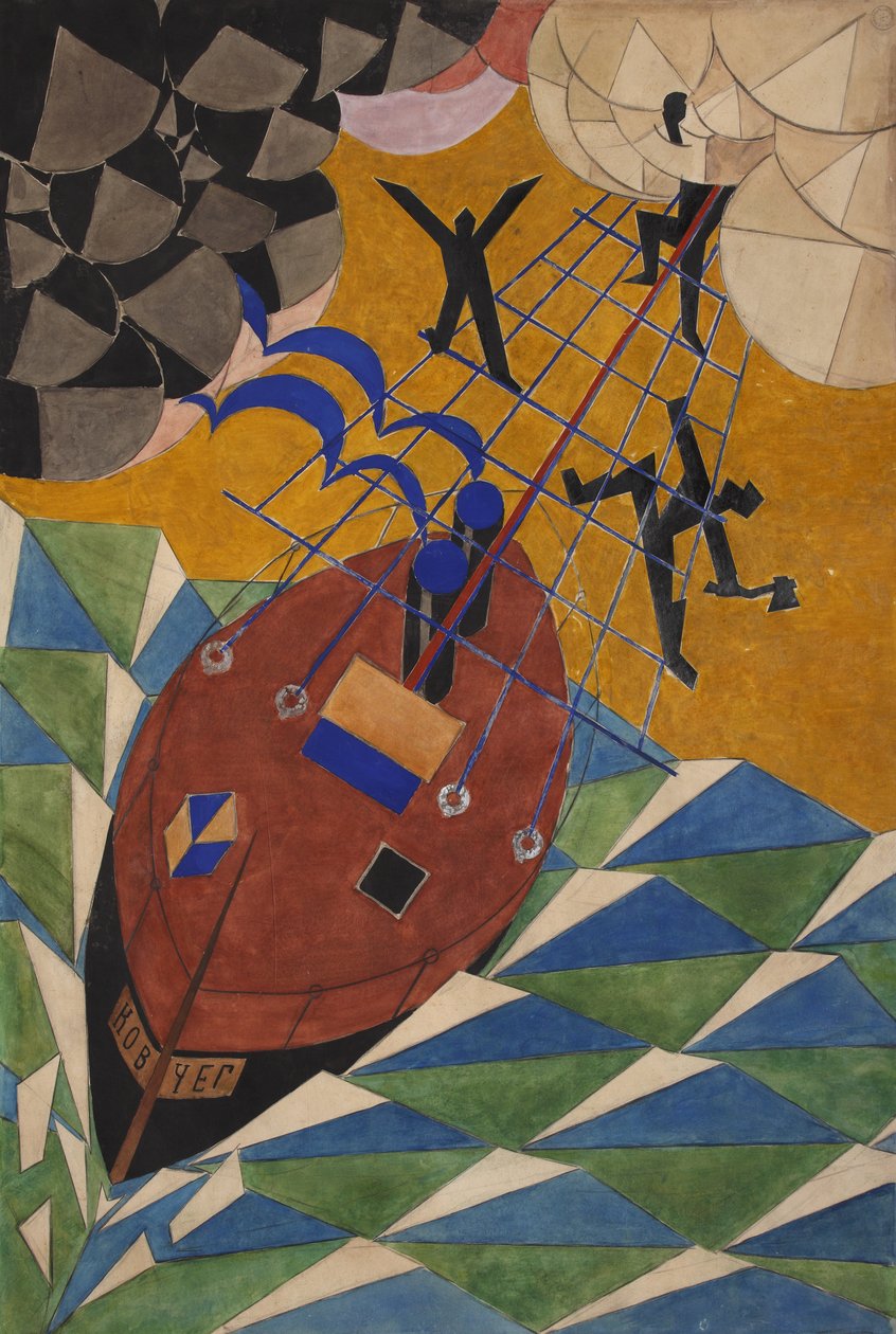 Scenografia Arka do sztuki teatralnej Mystery-Bouffe Władimira Majakowskiego, 1919. autorstwa Vladimir Vladimirovich Mayakovsky