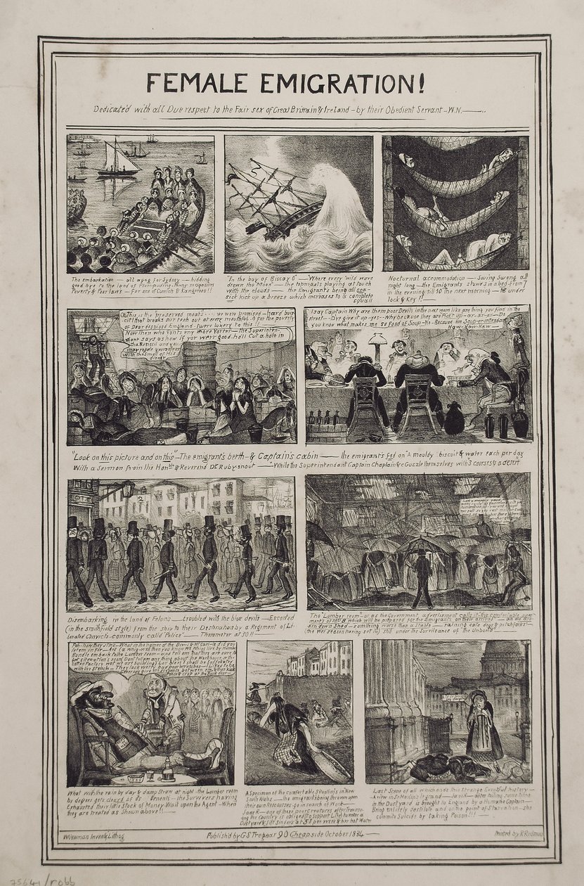 Emigracja kobiet!, wydrukowana przez R. Redmana dla GS Tregear, 90 Cheapside, Londyn, październik 1834 autorstwa W. Newman