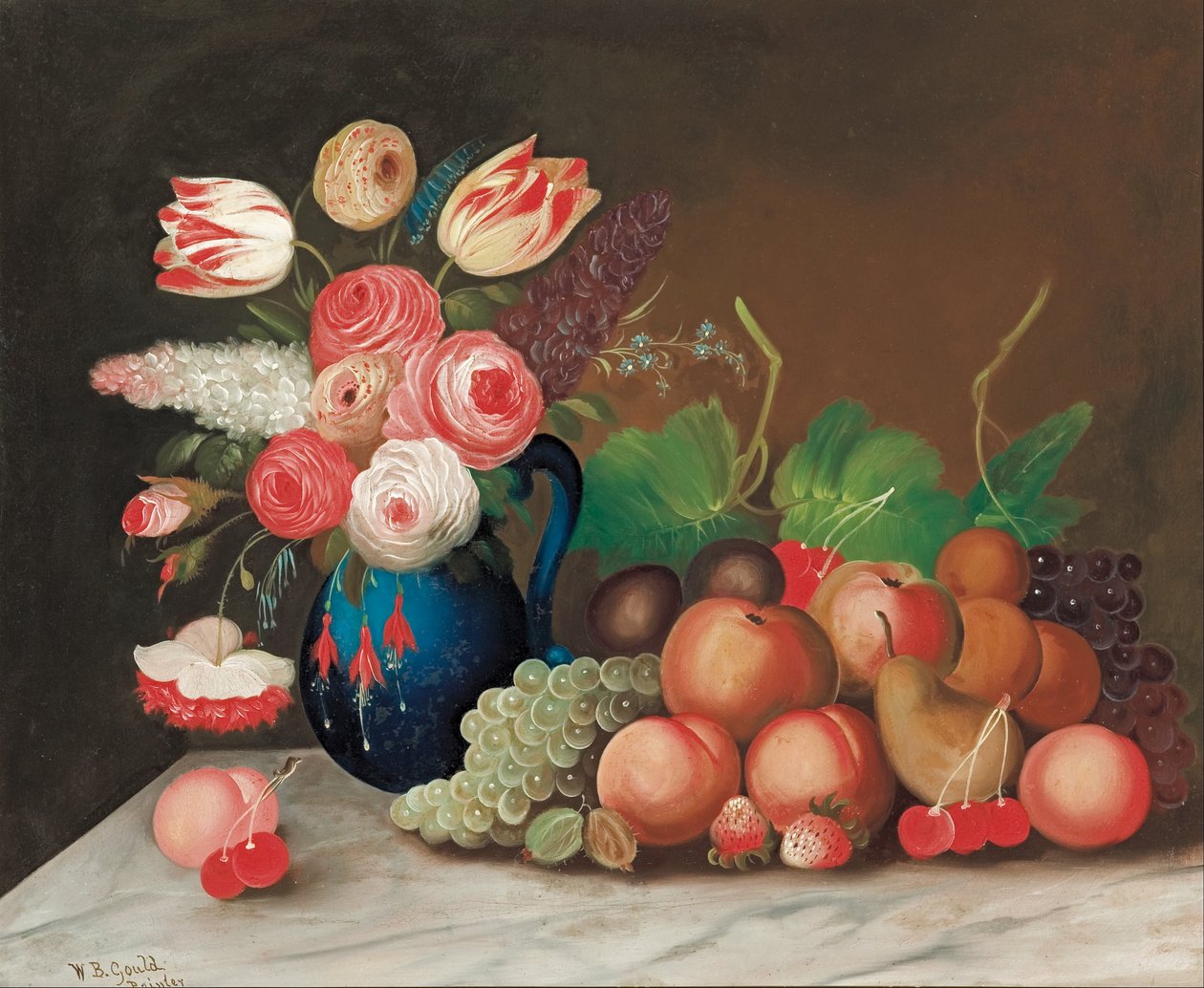 Martwa natura z owocami i kwiatami autorstwa W.B. Gould