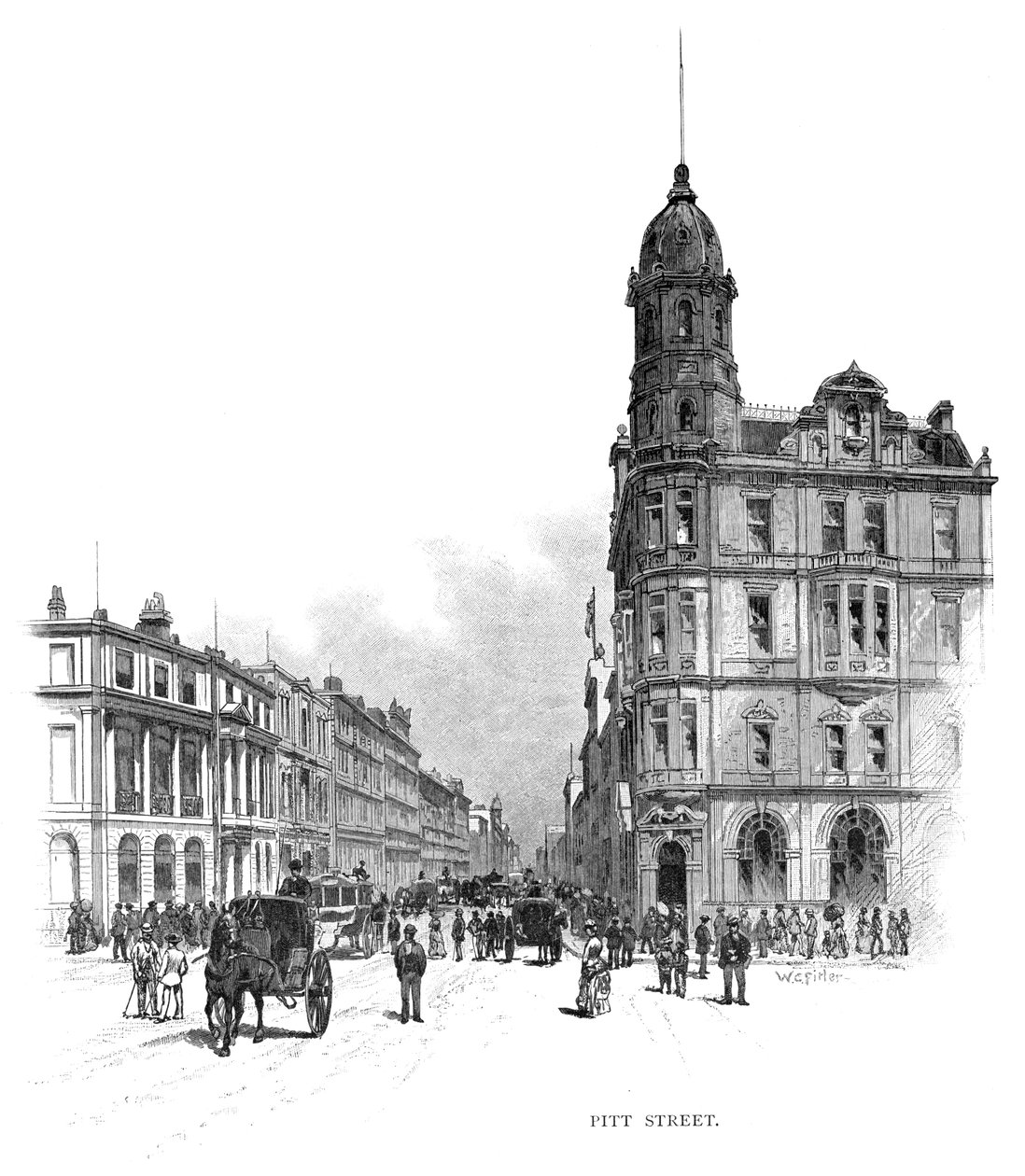 Pitt Street, Sydney, Nowa Południowa Walia, Australia, 1886. autorstwa WC Fitler
