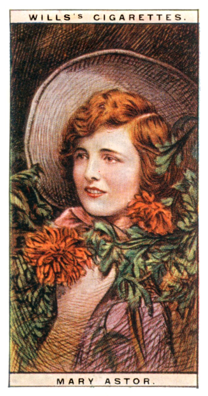 Mary Astor 1906-1987, nagrodzona Oscarem amerykańska aktorka, 1928. autorstwa WD and HO Wills
