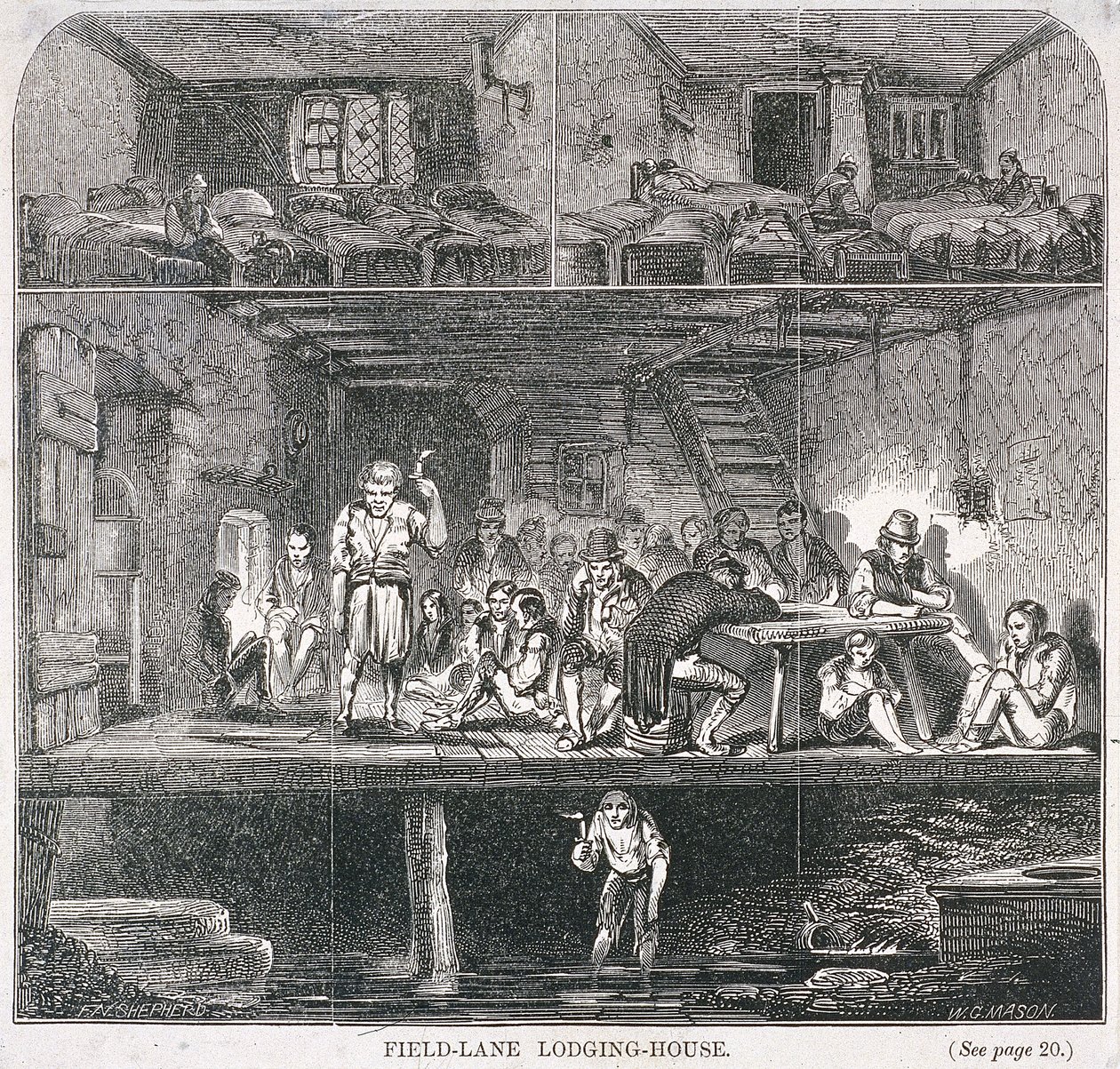 Field Lane Lodging House, Londyn, 1847 autorstwa WG Mason