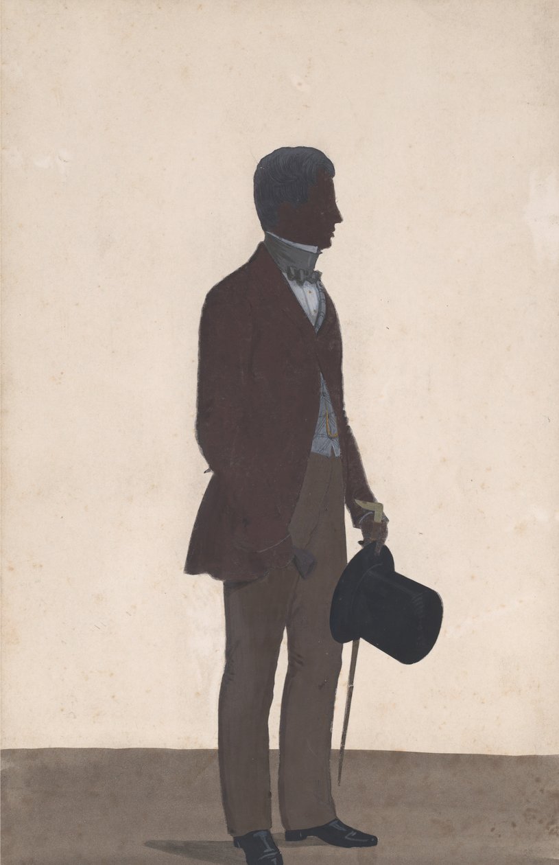 Młody mężczyzna, stojący, pełna sylwetka, profil po prawej, 1850. autorstwa WH Beaumont