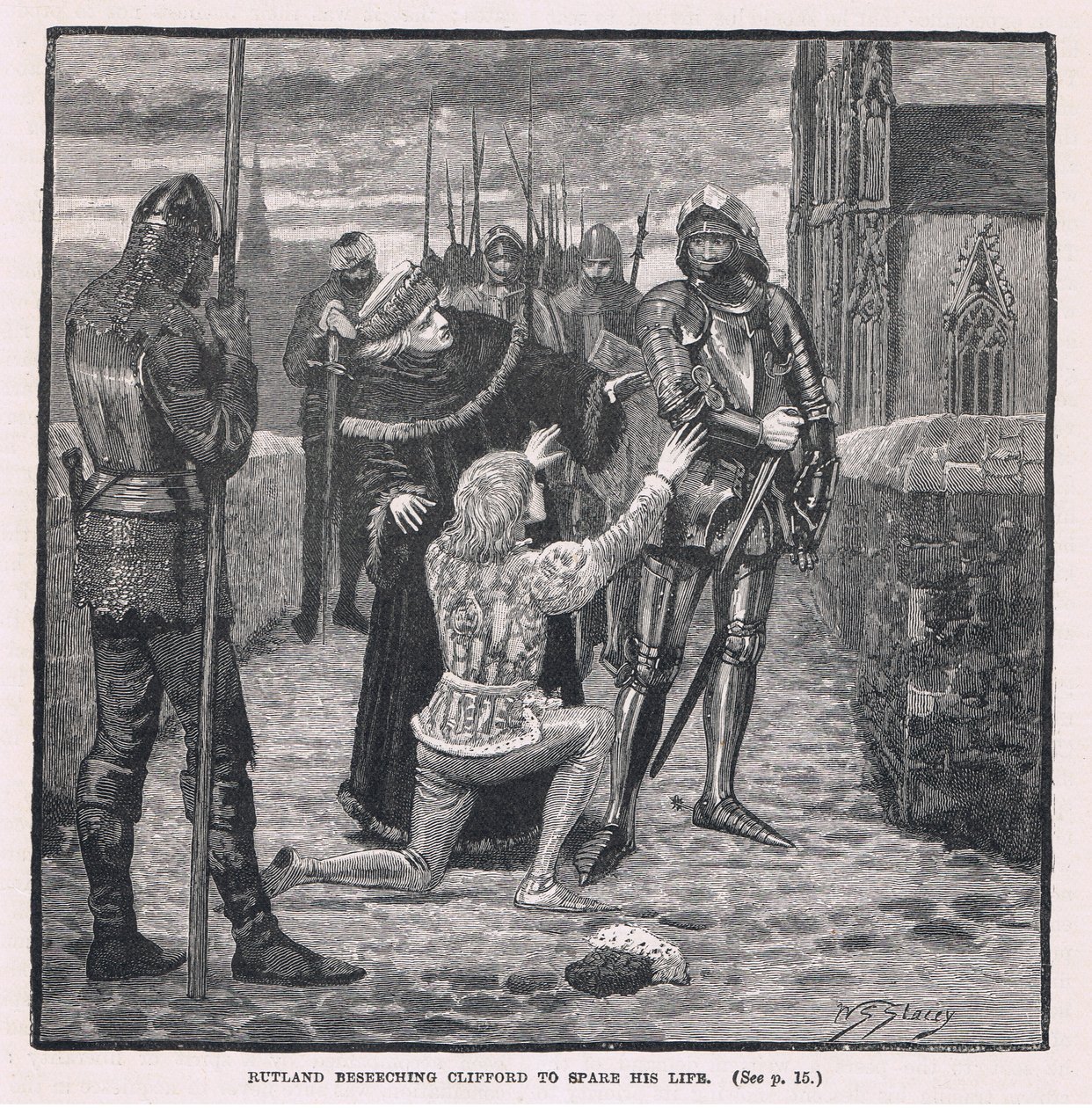 Rutland błaga Clifforda, by oszczędził mu życie 1460 autorstwa W.S. Stacey