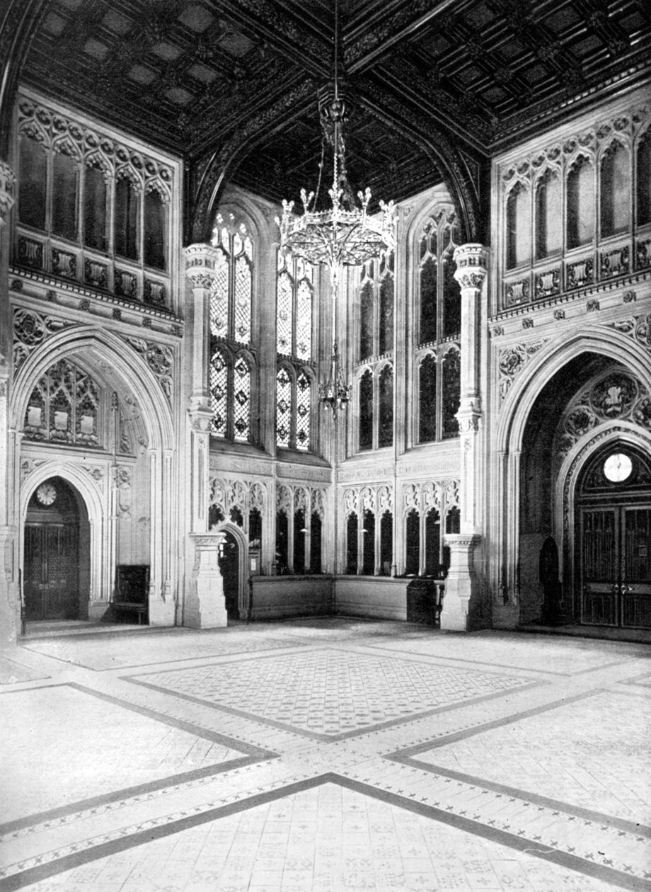 Lobby, Izba Gmin, Westminster, Londyn, c1905. autorstwa W.S. Campbell