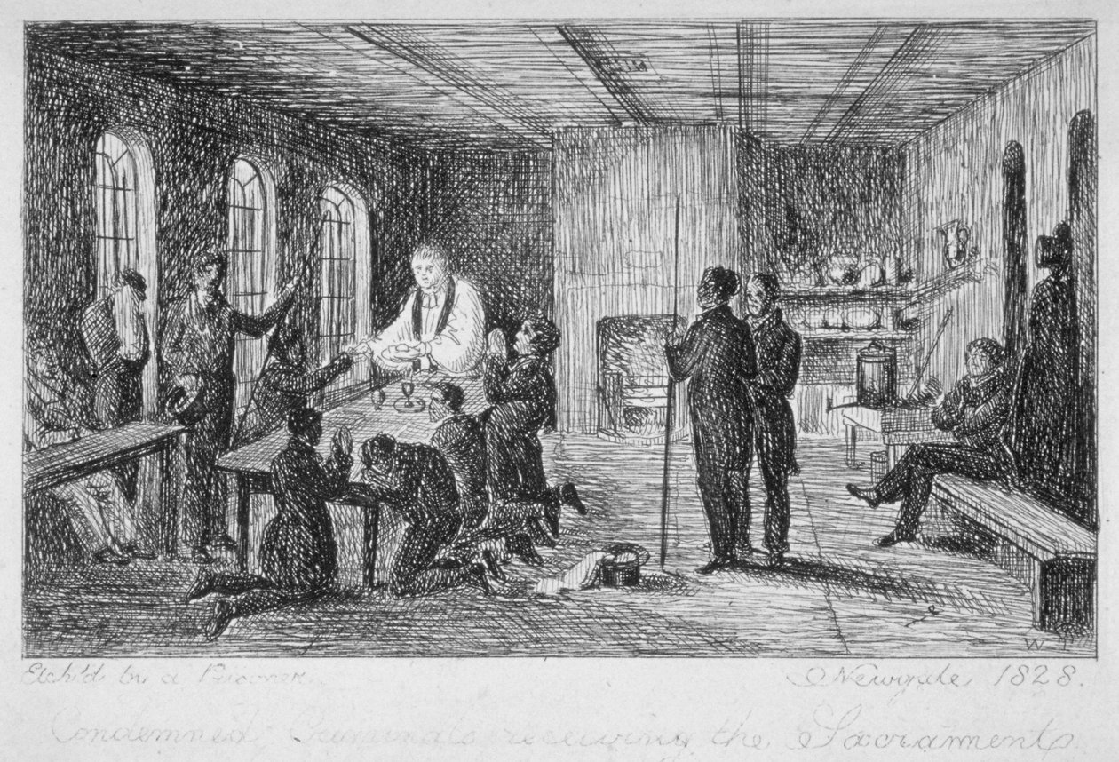 Wewnątrz więzienia Newgate, Old Bailey, City of London, 1828 autorstwa WT