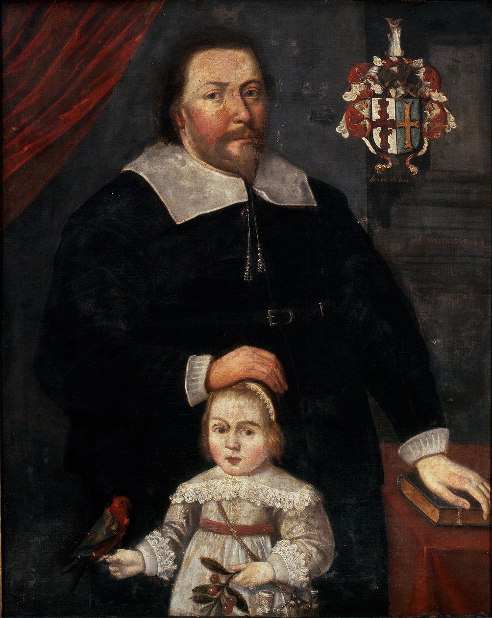 Sir Edward Lawrence z synem i papugą autorstwa W. (attr. to) Flesshier