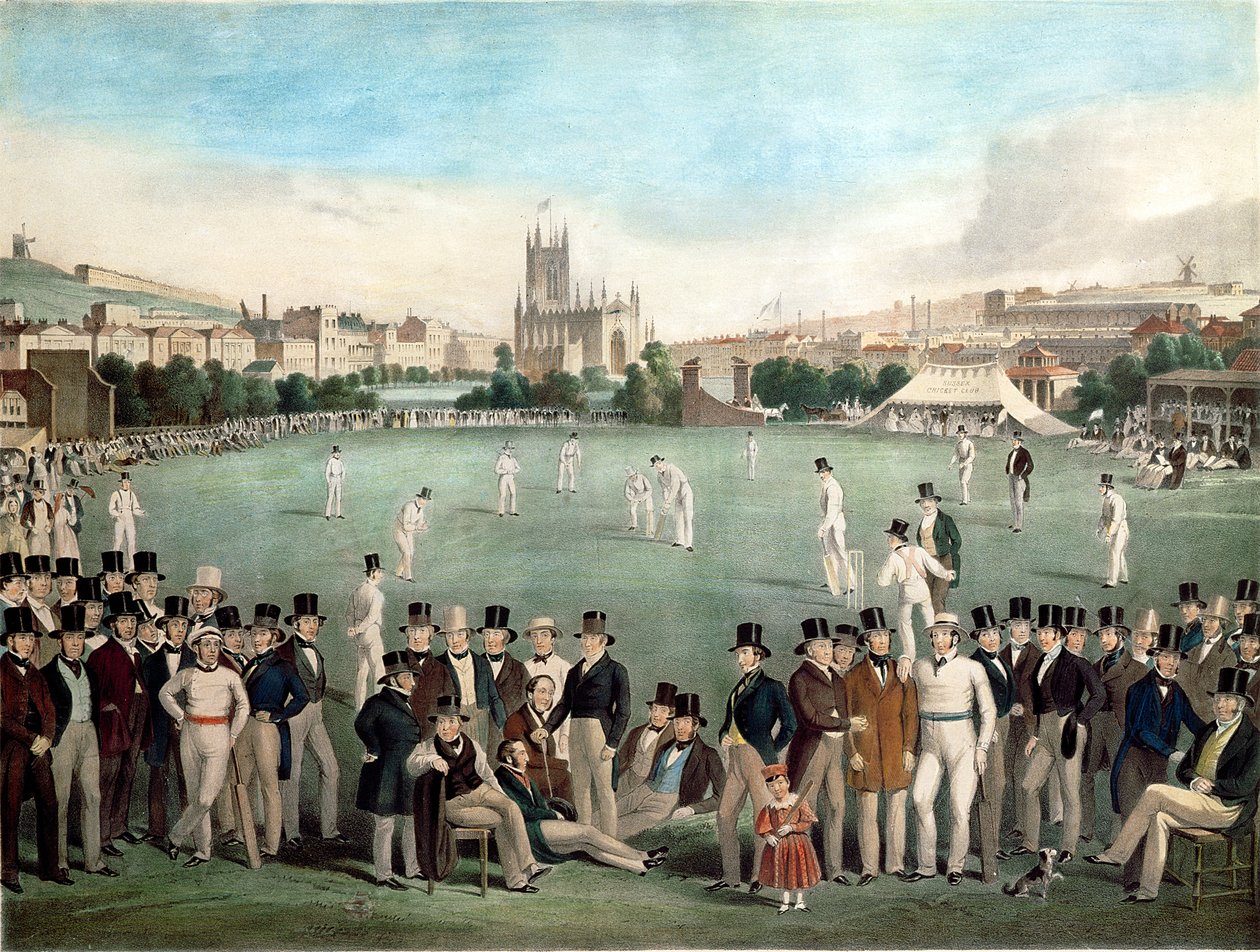 Mecz krykieta między Sussex i Kent w 1840, opublikowany przez S. Lipschitz, Londyn, c.1849 (kolorowe grawerowanie) autorstwa W. and Basebe Charles (after) Drummond