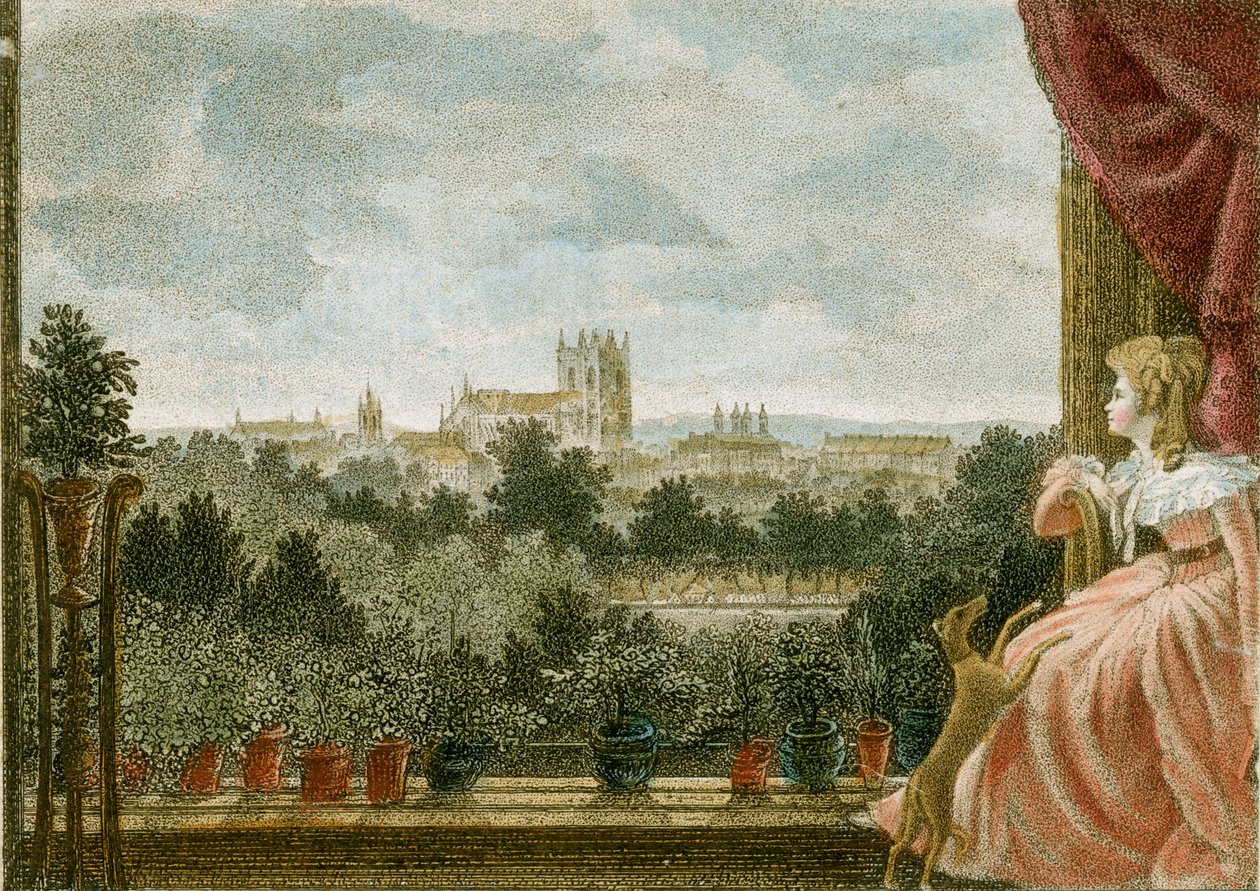 Widok z sali śniadaniowej pani Cosway w Schomberg House, 80-82 Pall Mall, Londyn, 1789 autorstwa W Birch