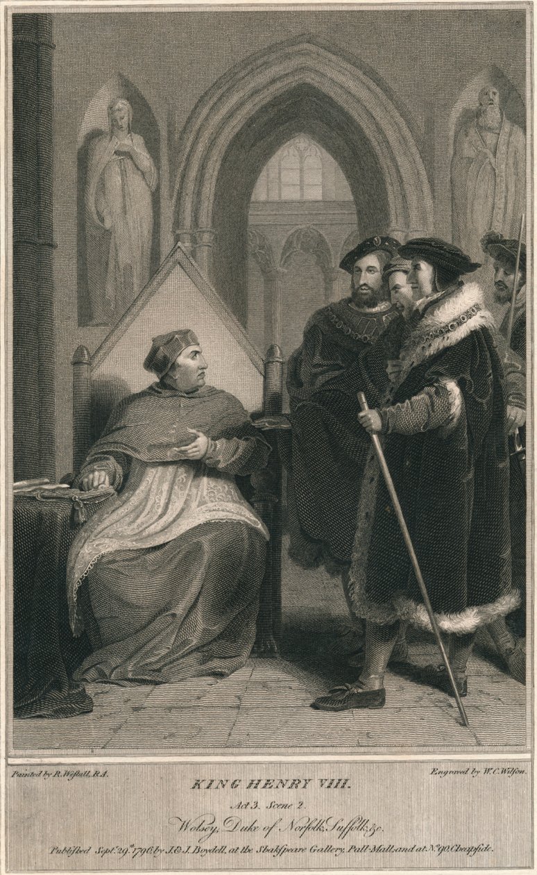 Król Henryk VIII. Akt 3. Scena 2. Wolsey, książę Norfolk, Suffolk & c, 1796. autorstwa W. C. Wilson