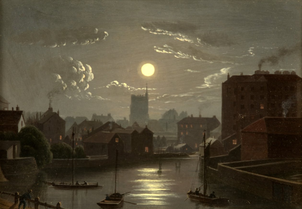Bristol - Scena Księżyca (olej na miedzi) autorstwa W. Crambrook